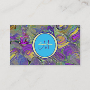 Abstracte patroonmonogram kleurrijke Waterverf Visitekaartje