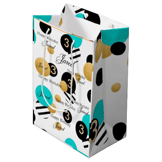 Abstracte patroonnaam Aangepaste Kinderen Birthday Medium Cadeauzakje (Voorkant Gekanteld)