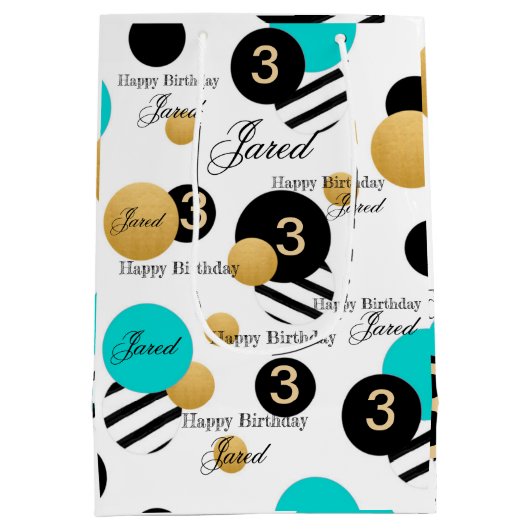 Abstracte patroonnaam Aangepaste Kinderen Birthday Medium Cadeauzakje (Achterkant)