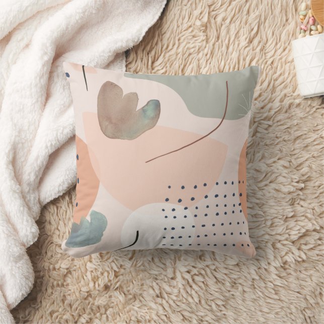 Abstracte peach en Earthy Tones Art Square Pillow Kussen (Deken)