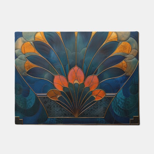 Abstracte Peacock Art Deco Deurmat (Voorkant)