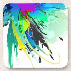 Abstracte Peacock Paint Spletters Drankjes Onderzetter