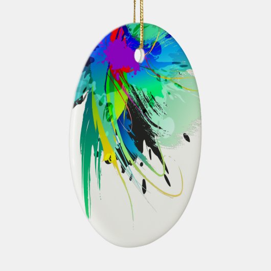 Abstracte Peacock Paint Spletters Keramisch Ornament (Rechts)