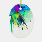 Abstracte Peacock Paint Spletters Keramisch Ornament (Voorkant)