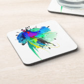 Abstracte Peacock Paint Spletters Onderzetter (Linkerzijde)