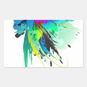 Abstracte Peacock Paint Spletters Rechthoekige Sticker
