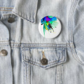 Abstracte Peacock Paint Spletters Ronde Button 5,7 Cm (In situ)