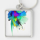 Abstracte Peacock Paint Spletters Sleutelhanger (Voorkant)