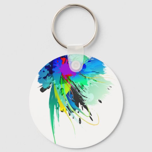 Abstracte Peacock Paint Spletters Sleutelhanger (Voorkant)
