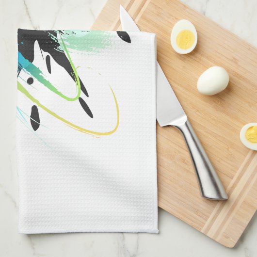 Abstracte Peacock Paint Spletters Theedoek (Quarter Fold)