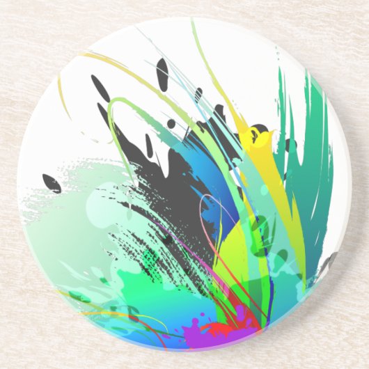 Abstracte Peacock Paint Spletters Zandsteen Onderzetter (Voorkant)