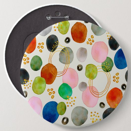 Abstracte pebble Gold Glitter Art Ronde Button 6,0 Cm (Voorkant /achterkant)