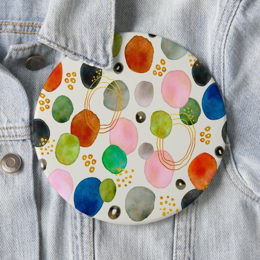 Abstracte pebble Gold Glitter Art Ronde Button 6,0 Cm (In situ)