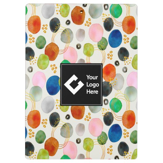 Abstracte Pebble Gold Glitter Art + Uw Logo Klembord (Achterkant)