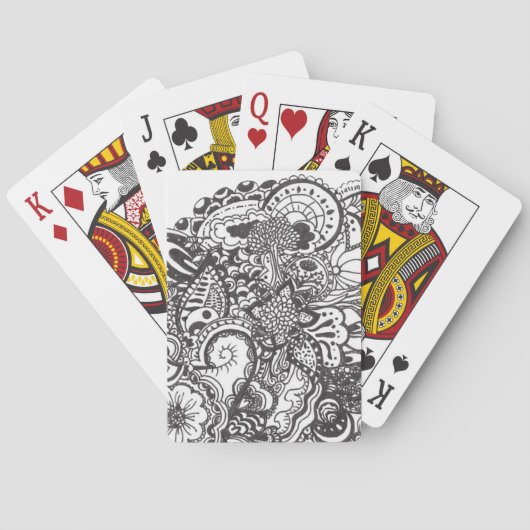 Abstracte pen en inktdoedelen pokerkaarten (Achterkant)