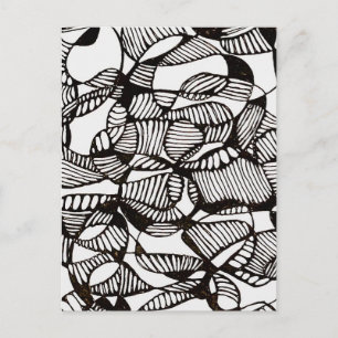 Abstracte pen krabbel kronkel tekening ansichtkaar briefkaart
