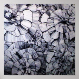 Abstracte pen Kunst van bloemen Poster