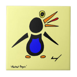 Abstracte Penguin Tile - Geel Tegeltje