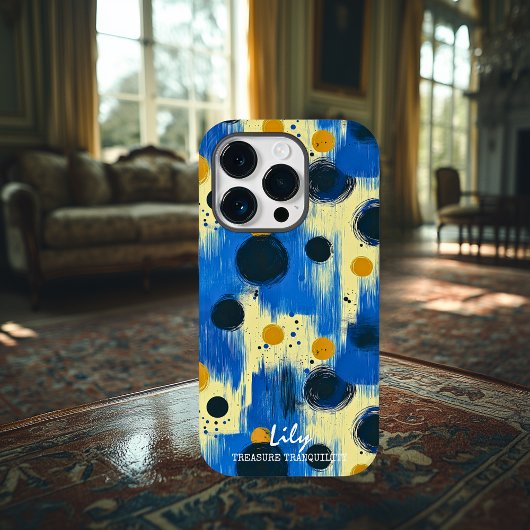 Abstracte penseelstreekstippen met aangepaste naam Case-Mate iPhone case