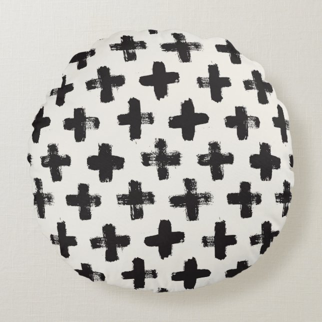  Abstracte penseelstreken achtergrond Rond Kussen (Voorkant)