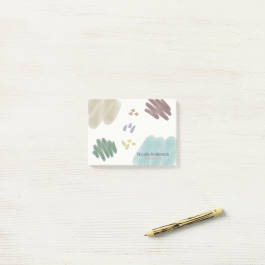 Abstracte penseelstreken bevestigen post-it® notes (Op bureau)