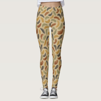 Abstracte penseelstreken in aardetinten leggings