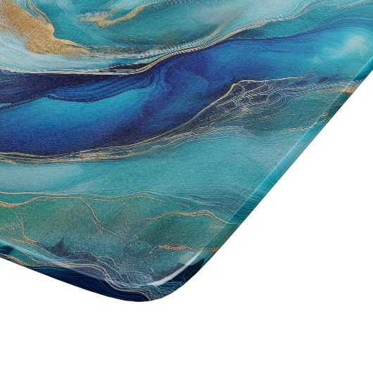 Abstracte penseelstreken in blauw en Blauwgroen Snijplank (Hoek)