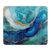 Abstracte penseelstreken in blauw en Blauwgroen Snijplank (Voorkant)