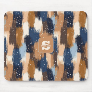 Abstracte penseelstreken in blauw, wit en bruin (2 muismat
