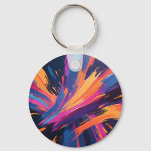 Abstracte penseelstreken in felle kleuren exploder sleutelhanger