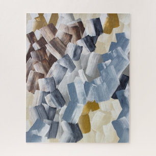 Abstracte penseelstreken in neutrale en aardetinte legpuzzel