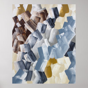Abstracte penseelstreken in neutrale en aardetinte poster