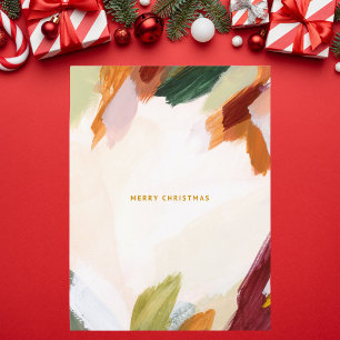Abstracte penseelstreken Kerst Feestdagenkaart