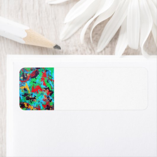 Abstracte penseelstreken met schouderwand etiket (Insitu)