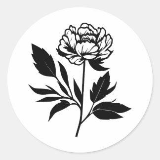 Abstracte Peony Art in BW Ronde Sticker