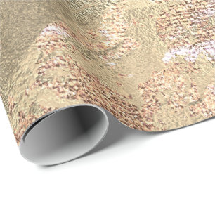 Abstracte perzik blush verf gouden metalen lijnen cadeaupapier