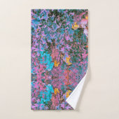 Abstracte perzik, roze groene en aquabladtuin bad handdoek (Handdoek)