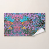 Abstracte perzik, roze groene en aquabladtuin bad handdoek (Handdoek)