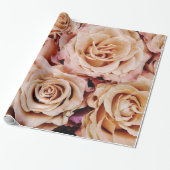 Abstracte perzikkleurige Rozen Tuin Elegant Floral Cadeaupapier (Uitgerold)