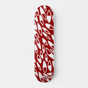 Abstracte Petals - Wit op Maroon Skateboard