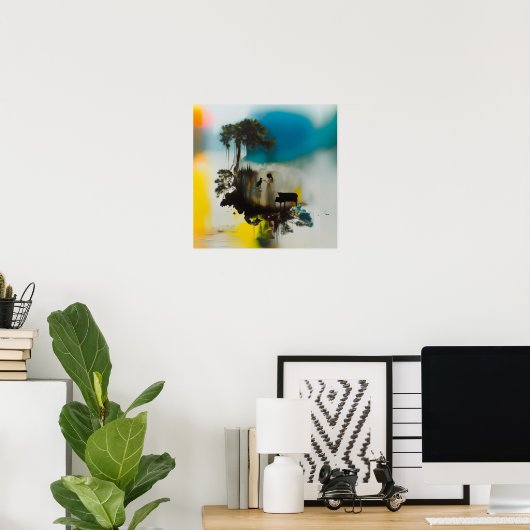 Abstracte Piano Cat Tree Witchy AI Art Matte Waard Poster (Thuiskantoor)