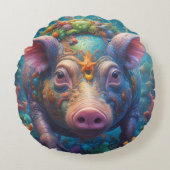 Abstracte PIg Rond Kussen (Voorkant)