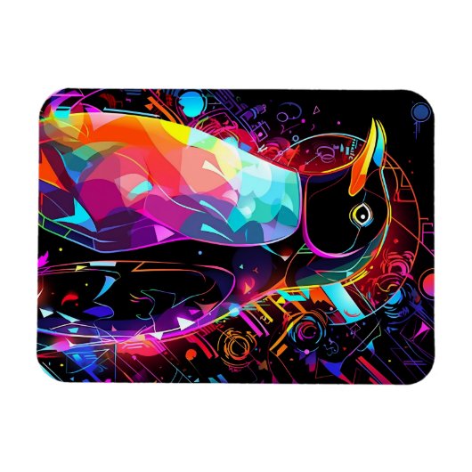 Abstracte pinguïn met felle kleuren magneet (Horizontaal)