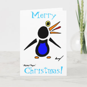 Abstracte Pinguïn "Vrolijke Kerstmis!" Kaart