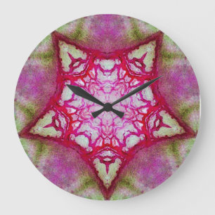 ABSTRACTE PINK FUCHSIA STAR GROTE KLOK