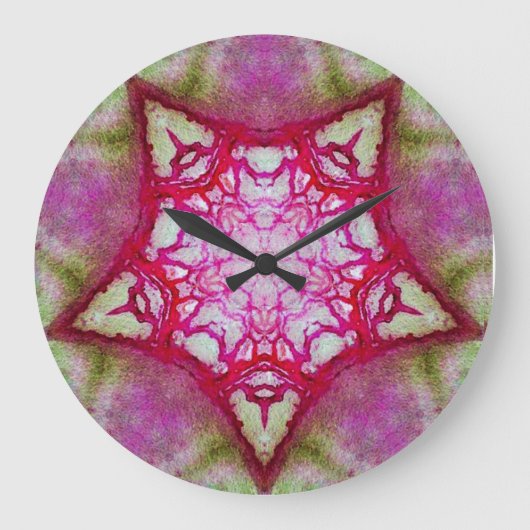 ABSTRACTE PINK FUCHSIA STAR GROTE KLOK (Voorkant)