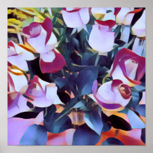 ABSTRACTE PINK HYBRIDE ROZEN POSTER