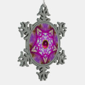 ABSTRACTE PINK PAARSE STAR EN FUCHSIA AMETHYST GEM TIN SNEEUWVLOK ORNAMENT (Links)