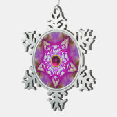 ABSTRACTE PINK PAARSE STAR EN FUCHSIA AMETHYST GEM TIN SNEEUWVLOK ORNAMENT (Rechts)