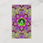 ABSTRACTE PINK PAARSE STAR, GROENE GEMSTONMONOGRAM VISITEKAARTJE (Achterkant)